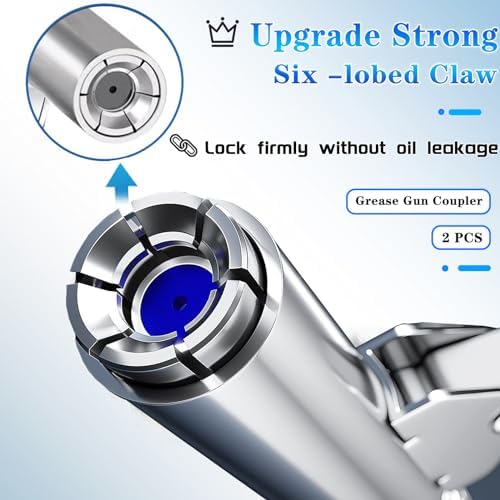 Grease Gun Coupler Quick Lock Release Lube 2pcs Grease Gun Tip Fitting+Grease Gun Hose Tube Extra Gift 9pcs Grease Nipple Nozzle M6-M10 Kit Compatible With All Grease Gun 1/8" Npt Ends 12000 PSI