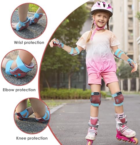 BOSONER Kids/Youth Knee Pad Elbow Pads for Roller Skates Cycling BMX Bike Skateboard Inline Rollerblading, Skating Skatings Scooter Riding Sports