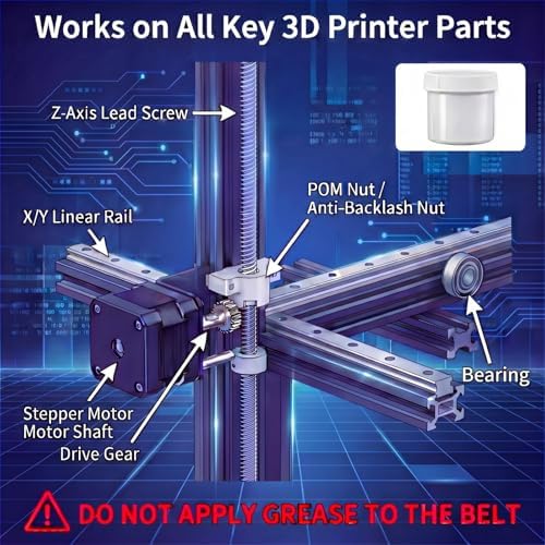 MTLEE 3D Printer Lithium Grease 50g Lubricant Printing Machine Lead Screw Gear Reduce Noise Rail Guide Metal Motor Track Linear Rods for Office Home Accessories Equipment