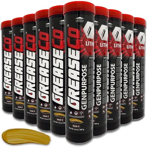 General Purpose Lithium Grease Tube (10-Pack Case of Cartridges) Lithium NLGI 2 EP for Grease Gun | Tractor | Automotive | CV Ball Joint | Mower | High Temp | Door Tracks | Amber | GenPurpose