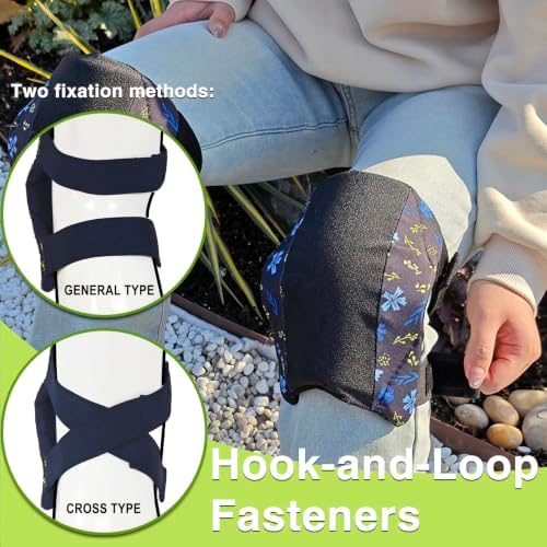 2 Pack Garden Knee Pads for Women, Foam Padding Work Kneepads, Blue Flower