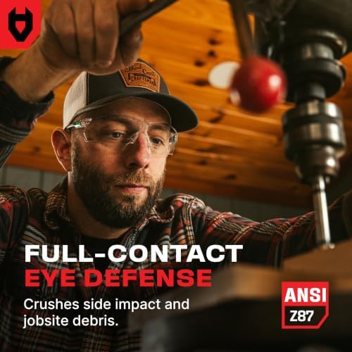 NoCry Clear Safety Glasses for Men and Women with Anti-Fog and Scratch Resistant Wrap Around Lenses, Adjustable Temples and Nose Pads — ANSI Z87 Certified Protective Eyewear with 100% UV Shielding