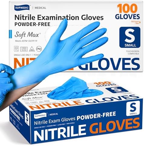 Supmedic Medical Soft Max Nitrile Exam Gloves Powder-Free Disposable 100 Ct