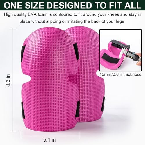 SUJAYU 2 Pack Gardening Knee Pads for Women, Soft Foam Knee Pads for Men Construction, Work Knee Pad for Women Men, Rodilleras Para Roofing Rodilleras Para Trabajo (Rose Red)