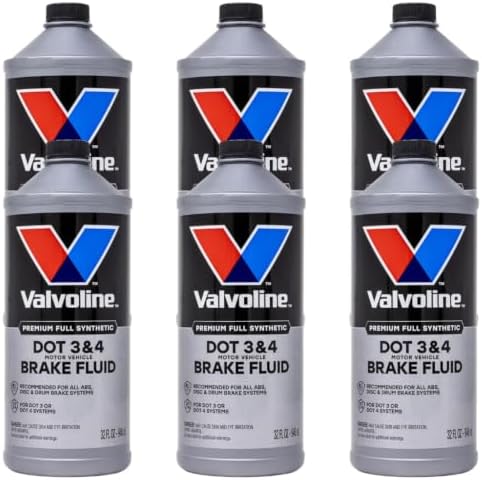 Valvoline DOT 3 & 4 Synthetic Brake Fluid, 32 oz, 6-Pack