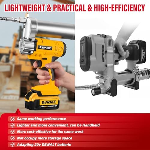 Grease Gun Cordless 10000 PSI for DeWalt 20V Max 12in Spring Hose