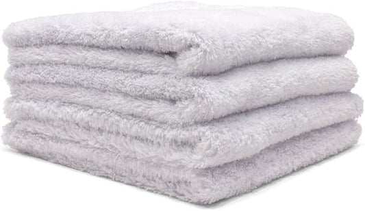 Autofiber Korean Plush Premium Edgeless Microfiber Detailing Towels - Pack of 4, White (16 inch x 16 inch)
