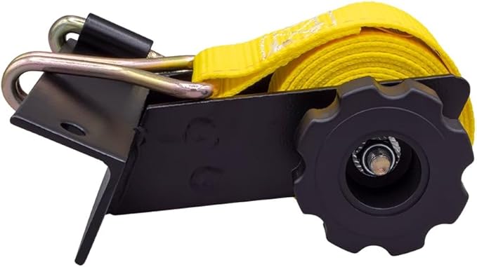 Mytee Products 4 Pack 1-1/2"x7' Yellow Ladder Rack Ratchet Straps with J-Hook (Pair) - 500 lbs Square Tube Mount - Retractable Ratchet Tie Down Strap for Roof Rack