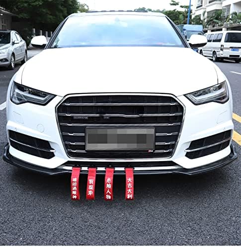 2 Pieces Car Racing Tow Strap High-Strength Nylon Towing Rope Universal JDM Sports Black Trailer Ropes Bumper Decorative with Chinese Slogan Fit for Front or Rear Front Bumper