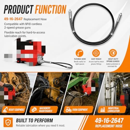 49-16-2647 Replacement Grease Gun Hose 48" for MilwakeIIe Grease Gun