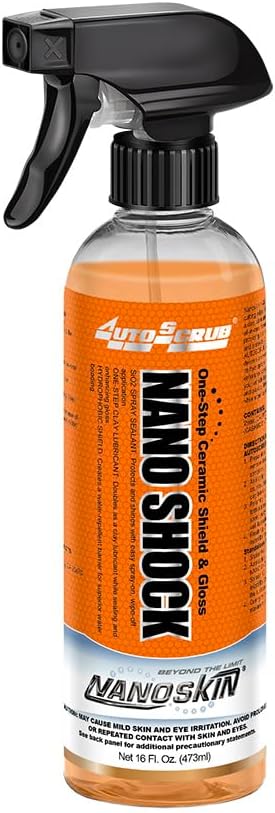 Nanoskin NANO SHOCK One-Step Ceramic Shield & Gloss 16 Oz. – SiO2 Spray Sealant, Clay Lubricant & Hydrophobic Coating | Easy Spray-On Wipe-Off Gloss for Cars, Trucks & RVs