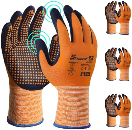 Schwer 3 Pairs Safety Work Gloves, MicroDot Abrasion & Grip, LT5619, XL