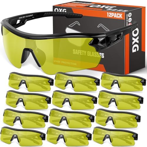 OXG 12 Pack Safety Glasses for Men Women, ANSI Z87.1 Protective Eyewear