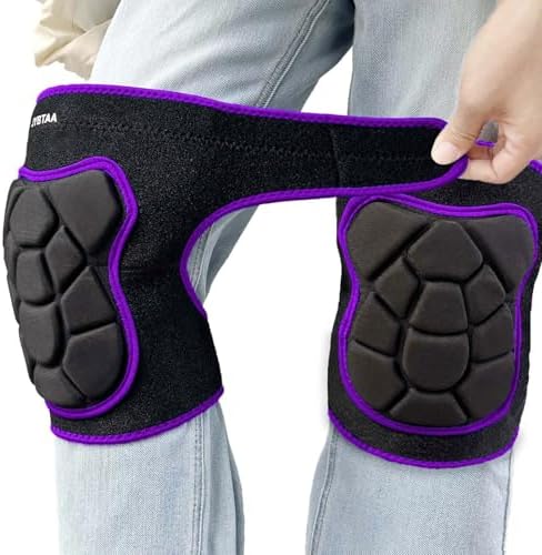 Gardening Knee Pads for Women, Thick Cushion with Straps, Purple XL, 1 Pair