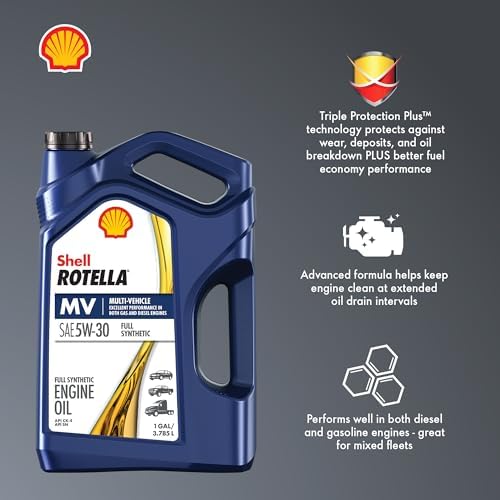 Shell Rotella MV Multi-Vehicle Full Synthetic 5W-30 Diesel Engine Oil, 1 Gallon (3 Pack)