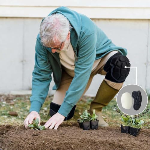 Men Women Adjustable Knee Pads for Garden Work, Thick Foam, Black L, 1 Pair