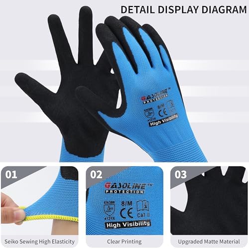 Gasoline 12 Pairs MicroFoam Nitrile Work Gloves, Touchscreen Breathable Safety Gloves for Warehouse, Mechanic, Sizes S-XXL