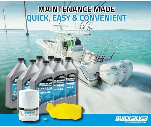 Quicksilver 4-Stroke Oil Change Kit – for Mercury Outboard Engines – 15, 20, 25, 30, 40, 50, 60, 75, 90, 115, 150, 175, 200, 225, 250, 300, 350, 400 HP