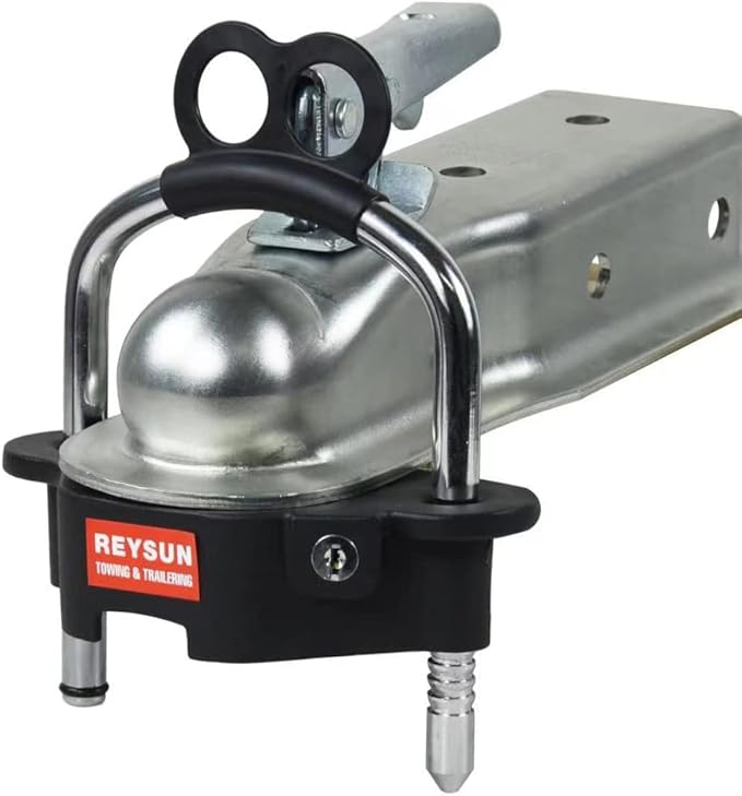 863507 Trailer Hitch Lock Trailer Locks Universal Coupler Lock, Heavy Duty Ball Hitch Lock for 1-7/8", 2" and 2-5/16" Trailer Coupler, Matt Black