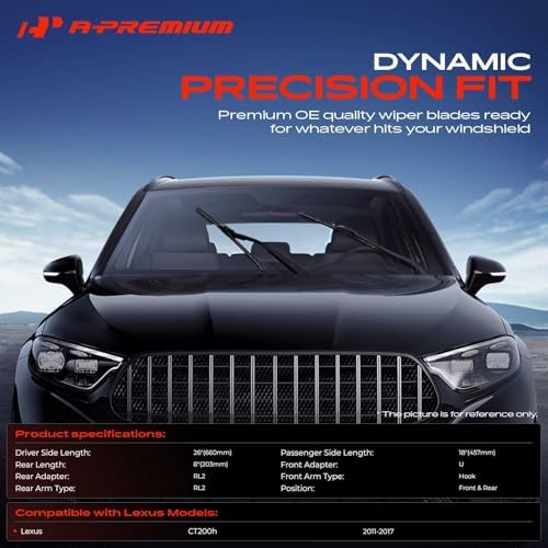 A-Premium 26"+18"+8" Windshield Wiper Blades with Wear Indicator & Towel