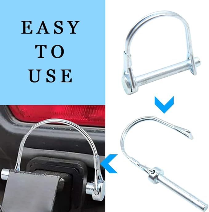 5Pcs Shaft Locking Pin 5/16” Trailers Lock Hitch Lock Pin Zinc Plated Carbon Steel Round Loop Safety Wire Lock Pin Length 2”for Farm Trailers Trolley Wagons Lawn Garden Towing(D-8x50mm)