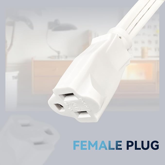 EP 3 Ft Heavy Duty Appliance Extension Cord - 14 Gauge 3 Prong SPT-3 Cable Wire, Ideal for Air Conditioners, Refrigerators, and Major Appliances - Indoor Use, White