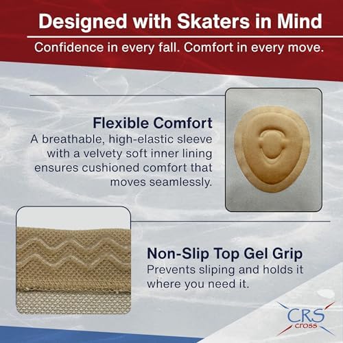 CRS Cross Gel Knee Pads for Ice Skating. Custom Gel Pad Design. Pair Large