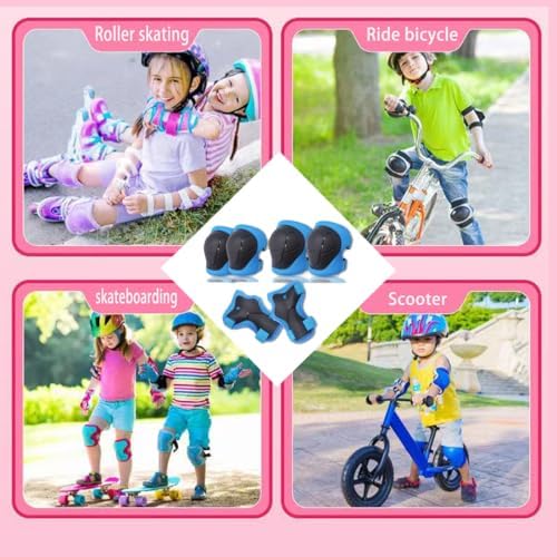 Protective Gear Set, Knee Pads for Kids 3-10 Years Old, Toddler Elbow Pads, Wrist Guards, Skating Cycling Bike Rollerblading Scooter (Blue, Small（3-8years)
