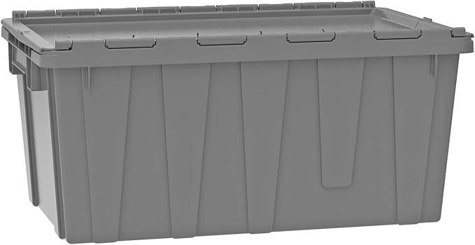 Buckhorn AR2717120204000 Industrial Plastic Stackable Storage KeepBox Tote Container with Hinged Attached Lid, 27-Inch L x 17-Inch W x 12-Inch H, Green