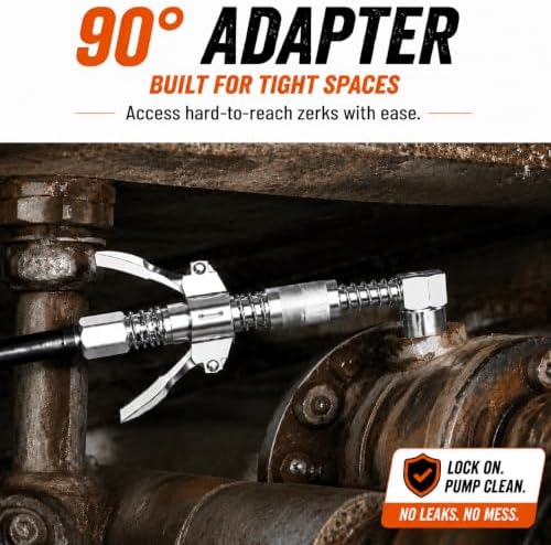 6-Piece Grease Gun Accessory Kit with Quick Release Coupler & Flexible Hose
