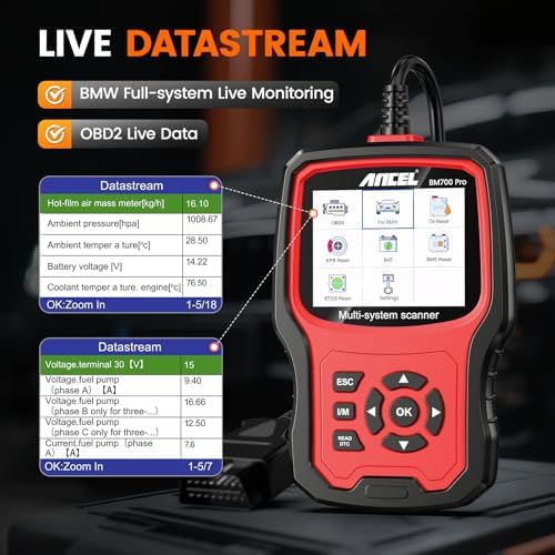 ANCEL BM700 PRO Fit for BMW Scanner - Battery Registration Tool, Code Reader for BMW/Mini/RR, Advanced OBD2 Scanner Auto V-I-N, Full System Diagnostic for BMW Scan Tool with All Reset Services (Red)