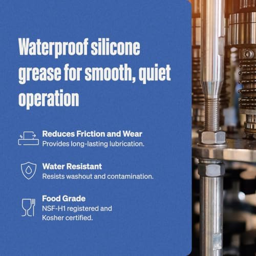 Super Lube Silicone Lubricating Grease w/Syncolon - Waterproof, All Purpose, Food-Grade Grease - Rust Protection - Automotive & Industrial Use - Translucent White - Cartridge - 14.1 oz (92150)