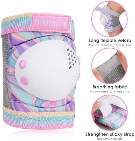 BOSONER Kids/Youth Knee Pad Elbow Pads for Roller Skates Cycling BMX Bike Skateboard Inline Rollerblading, Skating Skatings Scooter Riding Sports