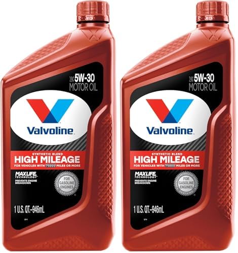 Valvoline Motor Oil, 5W-30, 1 QT Pack of 2 | High Mileage | Synthetic Blend | MaxLife Technology