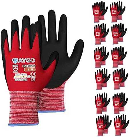 KAYGO Safety Work Gloves, MicroFoam Nitrile Coated, Men Women,KG18N