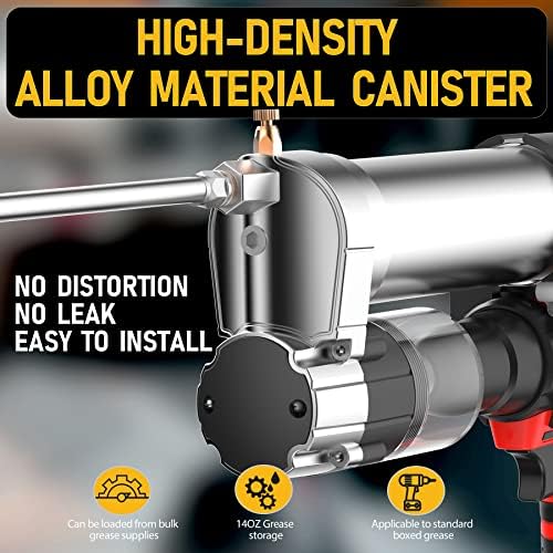 Electric Grease Gun Drill Adapter with 14 OZ Load, Locking Grease Gun Coupler, 12 Inch High Pressure Hose, Extension Rigid Pipe, Pneumatic Tool, Universal Conversion Gun Head