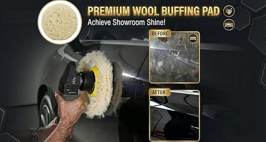 Woolous Wool Buffing Pads 7 Inch, 3 Pack - 100% Natural Wool Pads for Buffing, Polishing & Compounding Cars, Boats, Trucks, RVs, Motorcycles & Metal Surfaces - Hook & Loop for Quick Attachment