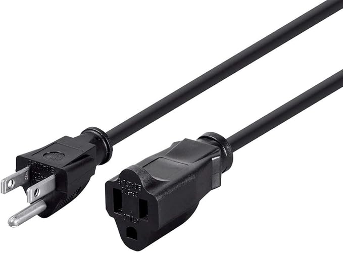 Monoprice Extension Cord - NEMA 5-15P to NEMA 5-15R, 15 Amp, 1875 Watt, 3-Prong, 16AWG, 20 Feet, Black
