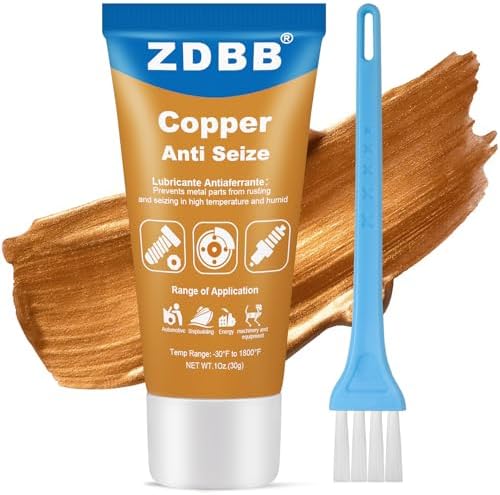 ZDBB Copper Anti Seize Thread Lubricant High Temp Anti-Seize Grease Compound for Automotive Marine Spark Plugs Brake Pads Rotors Nuts Antiseize Grease with Brush,1oz (1-Pack)
