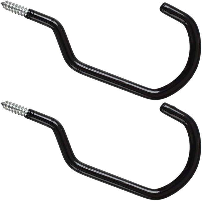 8 Inches Extra Large Mountain Bike Storage Hook Set, Heavy Duty Garage Hook Set Pack of 2