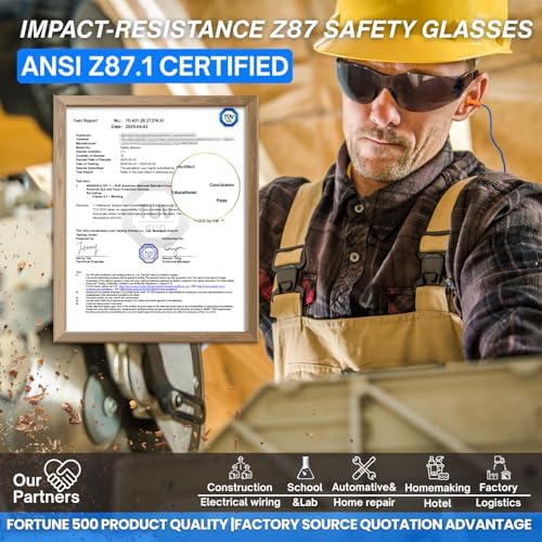 Safety Glasses Ansi Z87.1 Clear Safety Glasses Bulk Impact Scratch Resistant Lens Protective Eyewear for Men Women