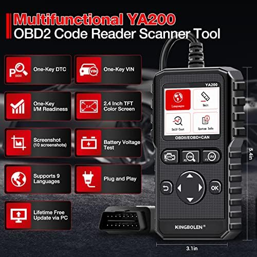 KINGBOLEN YA200 OBD2 Scanner, Car OBD2 Code Reader Check Engine Light