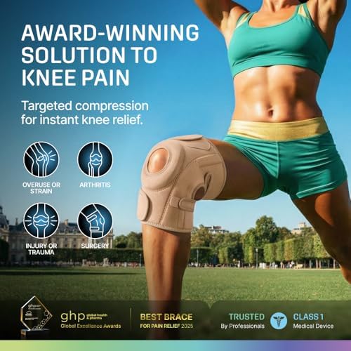 Modvel Knee Brace with Side Stabilizers & Patella Gel Pads for Pain Relief and Joint Support Breathable, Non-Slip Compression Sleeve for Men & Women, Arthritis, Meniscus, ACL Recovery