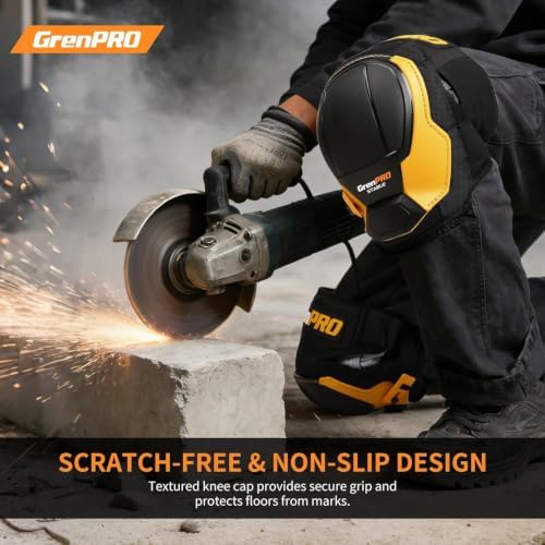 GRENPRO Heavy Duty Knee Pads for Men, Gel Foam, TPR Shell, Construction