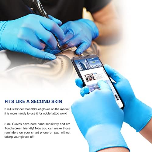 Wostar Nitrile Disposable Gloves Powder & Latex Free 4mil Touch Screen Disposable Non-Sterile Nitrile Exam Gloves