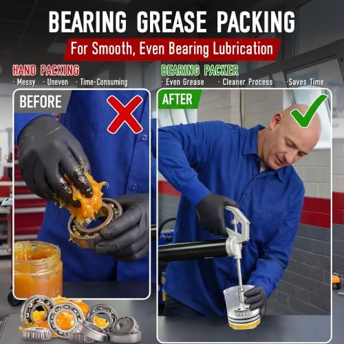 Bearing Packer, Wheel Bearing Grease Packer Tool, Fast & Mess Free Greasing, Heavy Duty Design, Fits Automotive, Trailer, ATV & Mower Bearings (Handy,Canister)