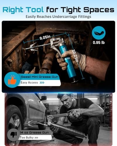 Seesii Mini Grease Gun 3 oz, 4000PSI Portable with Upgraded Air Bleed Valve
