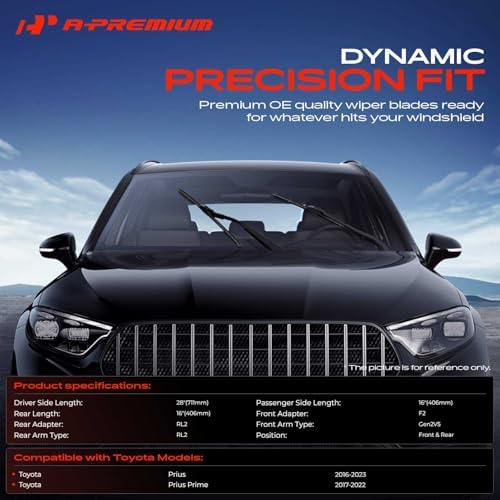A-Premium 28"+16"+16" Windshield Wiper Blades with Wear Indicator & Towel