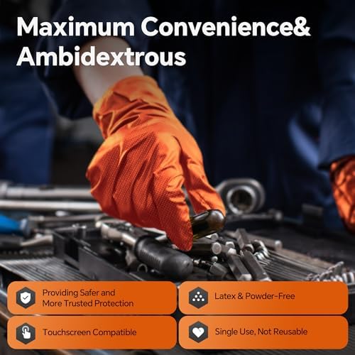 10mil Nitrile Gloves Disposable Rubber Latex Mechanic Gloves,Industrial Disposable Mechanic Latex Rubber Mechanics Glove Heavy Duty Nitrile Glove XL with Diamond Textured(101, X-Large)