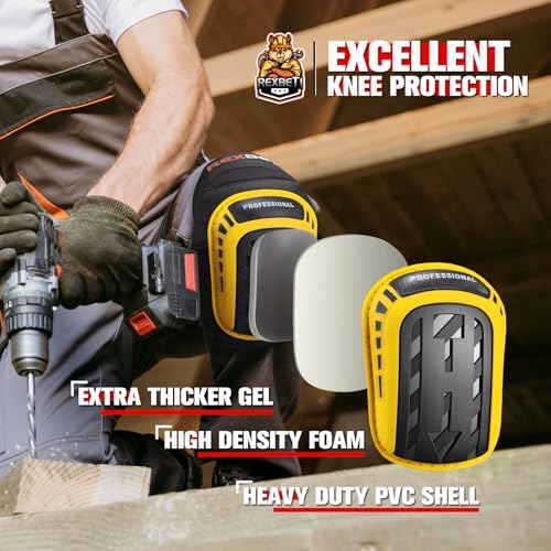 REXBETI Knee Pads for Men, Anti-slip Construction Gel Knee Pads for Work